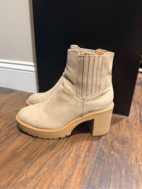 Universal Thread Suede Platform Ankle Boots in Beige - Women's